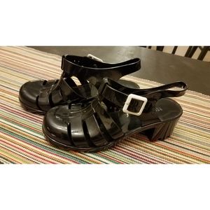 90s black jelly sandals